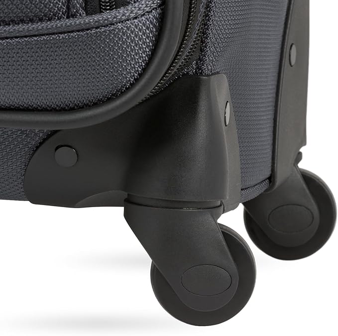 SwissGear Sion Softside Expandable Luggage – Medium Checked Suitcase with 360 Degree Wheels & Retractable Handle – 25 Inch, Perfect for 1-7 Night Trips – Dark Gray
