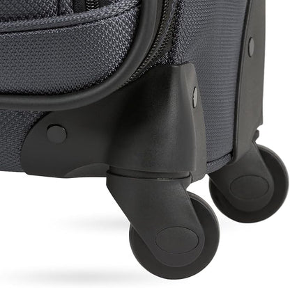 SwissGear Sion Softside Expandable Luggage – Medium Checked Suitcase with 360 Degree Wheels & Retractable Handle – 25 Inch, Perfect for 1-7 Night Trips – Dark Gray