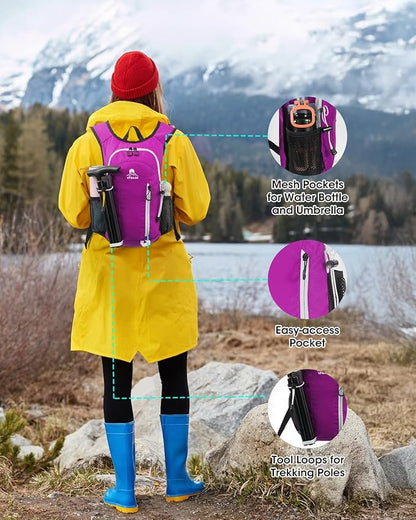 Small Hiking Backpack with Front Phone Holder, Packable Back pack with Chest and Waist Strap, Lightweight Daypack for Women Men