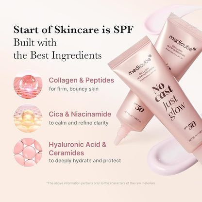 medicube Sun Care On-The-Go Duo: Collagen Glow Sunscreen and Mini Power Soothing Spray for Daily Sun Care and Hydration | Travel Essentials, Giftable Skincare Set