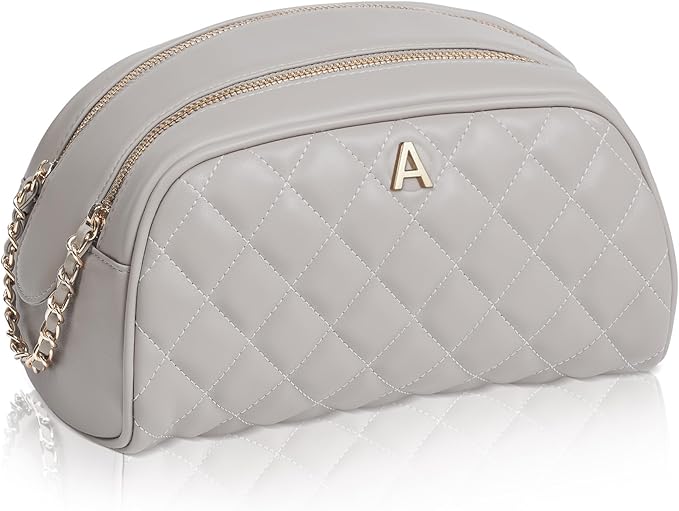 COSHAYSOO Bride Makeup Bag Bridesmaid Gifts Maid of Honor Proposal Mother of Groom Gift Bachelorette Party Wedding Bridal Shower Favors, Personalized Cosmetic Bags Monogrammed for Women Letter A