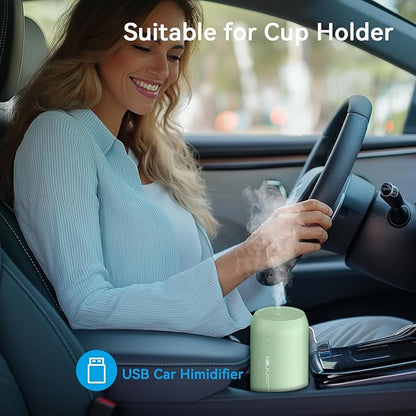 Portable Mini Humidifier, KQLKJ 350ml Small Cool Mist Humidifier, USB Personal Desktop Humidifiers for Bedroom Car Office Travel with Auto Shut-Off & 2 Mist Modes (Green)