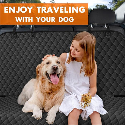Backseat Cover for Dogs, Waterproof and Non-Slip Pet Bench Seat Covers, Car Seat Protector for Back Seat, Universal Size Rear Car Seat Cover Fits Cars, Trucks and SUVs, L-Black