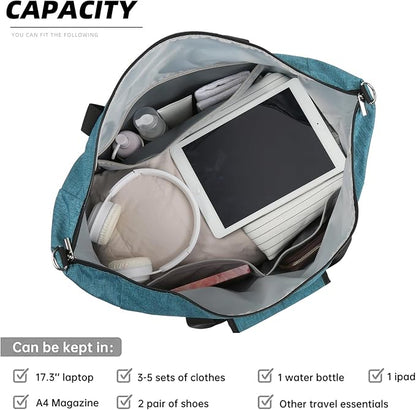 Travel Duffel Bag for Women Men,Sports Tote Gym Bag With Wet Pocke,Foldable Carry on Luggage Bag,Blue