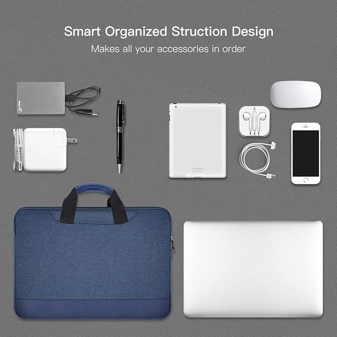 15.6 Inch Laptop Sleeve Bag, Waterproof Men Women TSA Case for Macbook Pro 16 M4 M3 M2 M1, Acer Aspire E15/Predator, Lenovo Ideapad 1 15.6, HP Envy/Victus 15.6, ASUS Dell 15 Case, Navy Blue