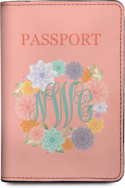 Personalized Passport Holder Travel Wallet PU Leather Vaccine Case Protector Cover Credit Card Slots RFID Blocking Customized for Women and Men Cute