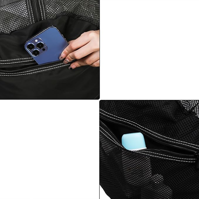 Peohud Mesh Dive Bag, Extra Large Scuba Gear Bag, Foldable Mesh Duffle Beach Tote Bag with Zipper and Pockets for Snorkeling, Spearfishing, Freediving, Swimming, Travel, Gym, Sports