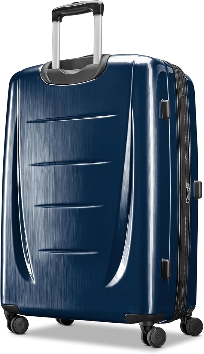 Samsonite Winfield 2 Hardside Expandable Luggage with Spinner Wheels, Navy, Checked-Large 28-Inch