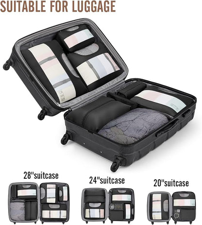 Veken 10 Set Packing Cubes for Travel Essentials, Suitcase Organizer Bags in 4 Sizes, Carry-On Luggage Accessories with Laundry & Toiletry Bag, Airplane Must-Have, Road Trip & Camping, Gifts for Men