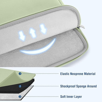 MOSISO Laptop Case 13.3 inch, 13-13.3 inch Laptop Sleeve Bag Compatible with MacBook Air/Pro 13/Pro 14 M5 M4 M3 M2 M1, HP Dell ASUS Lenovo, Neoprene Computer Sleeve Bag with Small Case, Sage Green