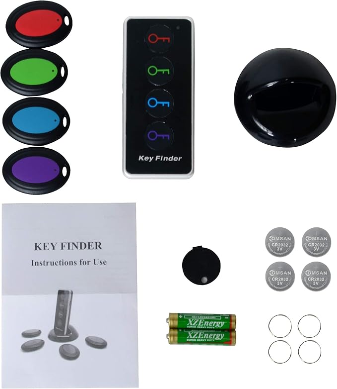 Key Finder with 100dB Loud Sound & 4 Receivers - Remote Finder Locator for Keys, Wallet, TV Remote, Pets, 131ft Range, No Phone or App Needed, Waterproof Anti-Loss Tracking Device
