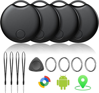 Air Tracker Tags-4 Pack for Android, Bluetooth Tracker Works with Google’s Find Hub | Android Only | Replaceable Battery | Water- Resistance | Item Finder for Luggage, Wallet, Key,Suitcases