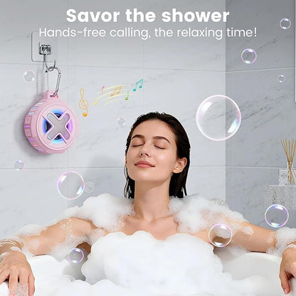 XLEADER X8(2 Gen) Upgraded, Bluetooth Shower Speaker, Certified IP67 Waterproof, 10W Pro Sound&Deep Bass, 24Hrs Playtime, Stocking Stuffers, White Elephant Gifts, for Teens Women, Pink