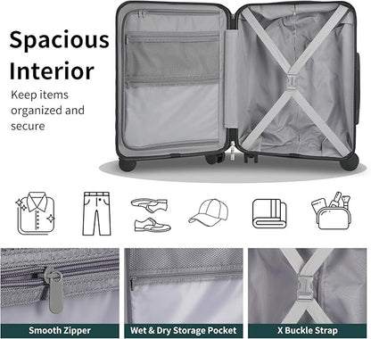 5-Piece Lightweight Luggage with Backpack Sets, ABS+PC Hard Shell Suitcase with TSA Lock & YKK Zipper (Teal Blue, 20in/24in/28in/BP/TB)