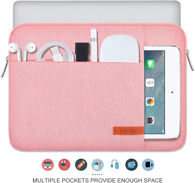 Lacdo 13 inch Laptop Sleeve Case for 13 inch New MacBook Air M4 A3240 2025, M3 A3113, M2 A2681, M1 A2337 | 13" MacBook Pro M2/M1 A2338 A2251 A2289 | 13" iPad Pro M5 / iPad Air M3 Computer Bag, Peach
