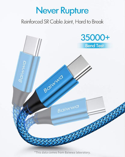 Baiwwa Long USB C Cable 20ft, USB A to Type C Cable Charger Cord Premium Nylon Braided for iPhone 16 15 Series Samsung Galaxy Note Tab, Moto, LG, Pixel and More USB C Smartphone & Tablet