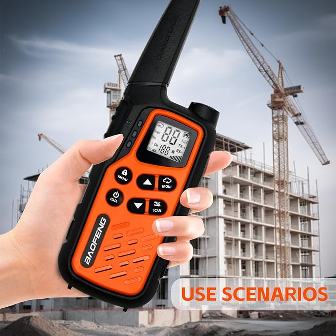 BAOFENG MP25 Walkie Talkies,Family Walkie Talkie Camping Essentials NOAA Weather Scan 155 Privacy Codes 22 FRS Channels 2PC (Orange)