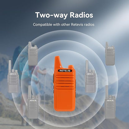 Retevis RT22 Rechargeable Walkie Talkies, Long Range Two Way Radio for Adults, Portable Handheld Radio, Voice Activated, Emergency Alarm, Upgraded Type-C Charing, Outdoor Hiking Travel(4 Pack, Orange)