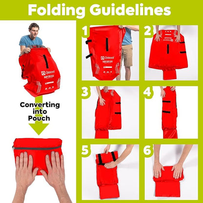 Infant Car Seat Travel Bag for Airplane - Durable Gate Check Bag for Car Seats that fits easily on Convertible Car Seats, Infant Carriers & Booster Seats (Backpack, Red)