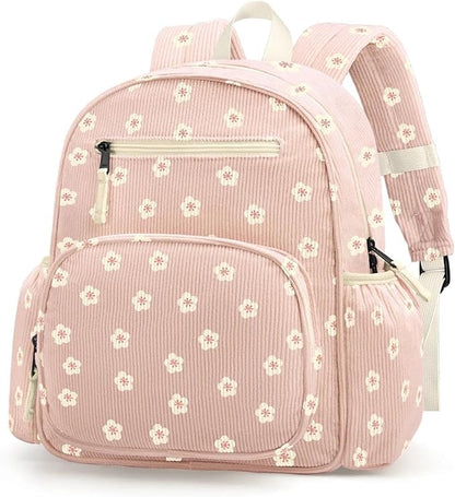 Corduroy Kids Backpack for Girls, Girls Backpack 5-9, Kindergarten Elementary School Bookbag for Girl 15.3" H Fit Folder