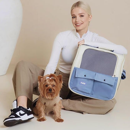 Durable Blue Cat Carrier Backpack – Ventilated & Soft Pet Travel Bag – Ideal for Medium Small Dog Puppy Kitten up to 22 LBS – Airline & TSA Approved