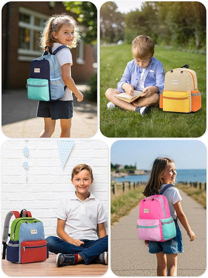 Kids Backpack for Boys Girls, Toddler Backpack for Preschool Kindergarten, 15inch Elementary School Bookbag with Reflective for Ages 6-8, Orange&Red
