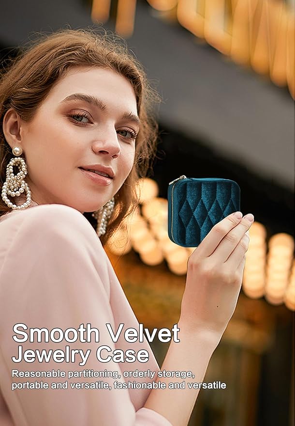 Travel Jewelry Organizer with Mirror – Rose Pink Velvet Organizer Adjustable Compartments for Necklaces, Rings | Portable Luxury Travel Jewelry Case for Women, Gift-Worthy Design