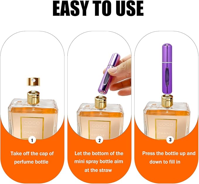 Perfume Travel Refillable Atomizer, 10Pcs Mini Perfume Atomizer Refillables, Scent Pump Case, Small Perfume Spray (5ml)