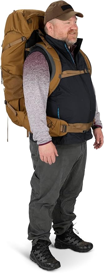 Osprey Rook 65L Men's Backpacking Backpack, Dark Charcoal/Silver Lining, Extended Fit