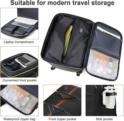 40L Travel Laptop Backpack for Women & Men, Airline Approved Carry On Luggage Overnight Bags, Waterproof Personal Item Bag, Weekender Essentials Backpacks Vacuum Backpack Black