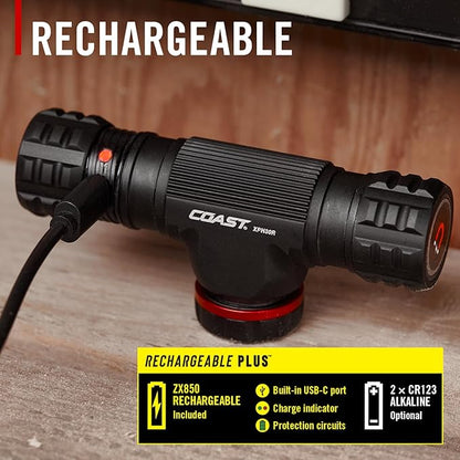 Coast XPH30R 1200 Lumen USB-C Rechargeable Dual Power Headlamp with Twist Focus Beam and Magnetic Base