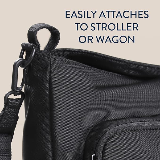 Itzy Ritzy Belong Cargo Caddy - Attaches to Stroller or Wagon; Also Includes Shoulder/Crossbody Strap (Black)