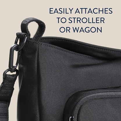 Itzy Ritzy Belong Cargo Caddy - Attaches to Stroller or Wagon; Also Includes Shoulder/Crossbody Strap (Black)