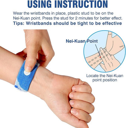 Motion Sickness Bands Anti Nausea Wristband for Adult and Kids Morning Sickness Relief for Pregnant Women Acupressure Nausea Relief for Car, Sea, Air Sickness - 2 Pairs Camo Blue, Camo Blue