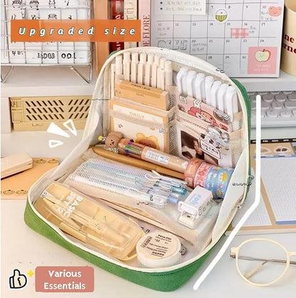 Pencil Case Pouch Box Cute Kawaii Large Capacity Aesthetic Zipper Pen Holder Organizer Bag for Office Workspace Supplies Desk Accessories Travel (Light Pink)