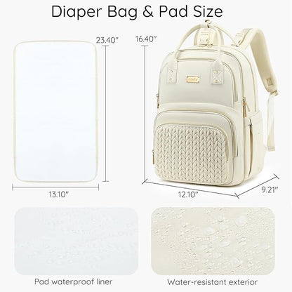 Diaper Bag Backpack - Large Multi functional, Boys, Girls & Baby Travel Essentials Tote with Changing Pad, Insulated Pockets, Stroller Straps, Waterproof - Baby Backpack for Mom & Maternity (Beige)