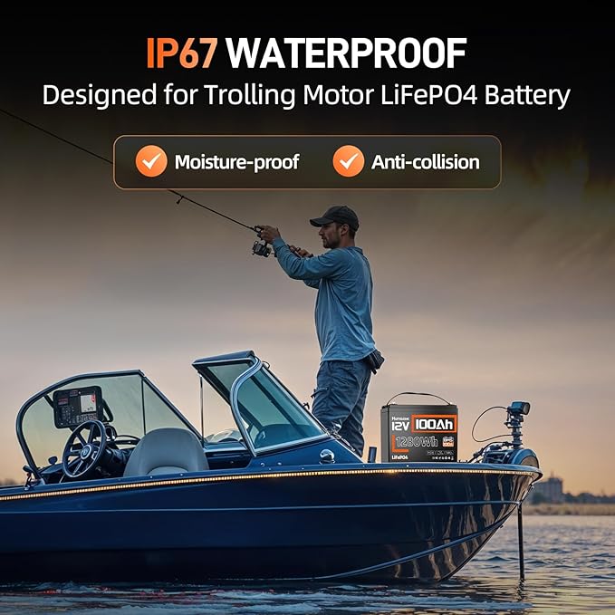 HumsiENK 12V 100Ah LiFePO4 Battery Lithium Built In 100A Smart BMS Portable Group 24 Size Lithium 1280Wh Battery 15000 Deep Cycles 10 Years Lifespan for RV Solar Energy Off Grid Trolling Motor (3PACK)