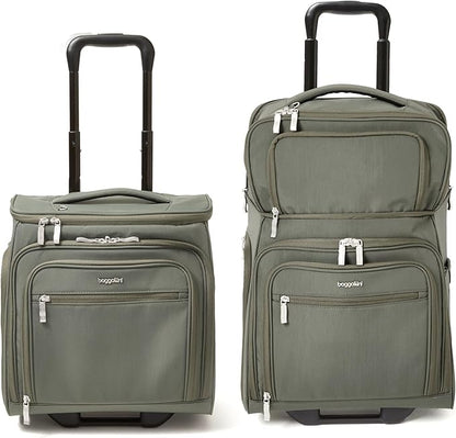 Baggallini Expandable Underseat Carry-On - Lightweight Travel Luggage Carry On Weekender with Wheels
