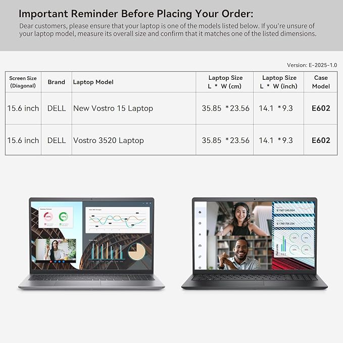 Smatree 15.6 inch Laptop Sleeve for DELL Vostro 15/Vostro 3520/3530/3535, DELL Laptop Case with Accessory Pocket, YKK Zipper, Patented Super Corner Design (E602)