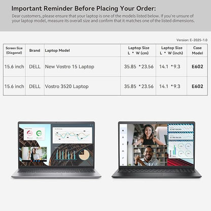 Smatree 15.6 inch Laptop Sleeve for DELL Vostro 15/Vostro 3520/3530/3535, DELL Laptop Case with Accessory Pocket, YKK Zipper, Patented Super Corner Design (E602)