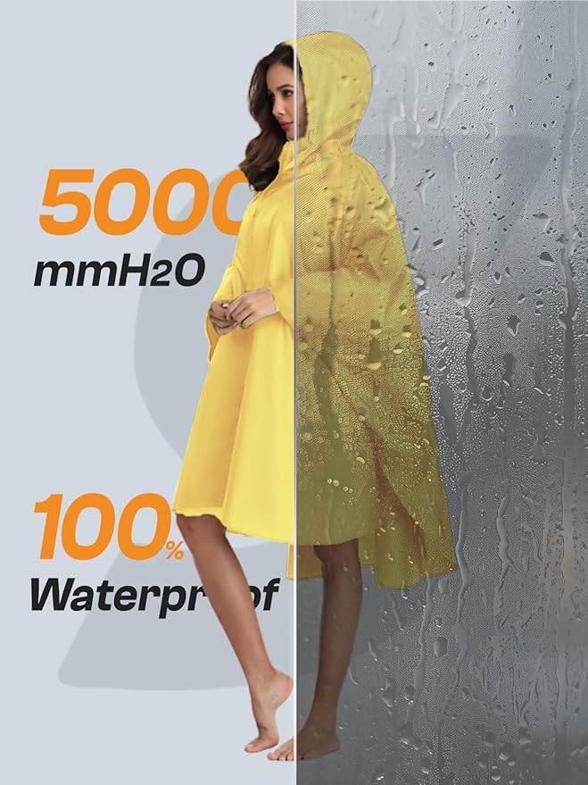 SaphiRose Unisex Rain Poncho Waterproof Raincoat Hooded for Adults Women with Pockets