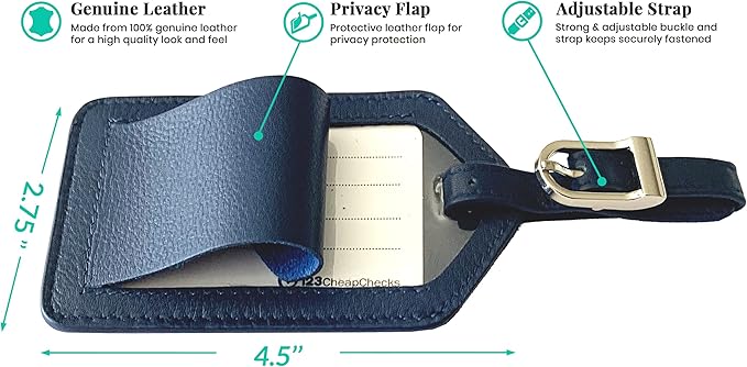 Personalized Monogrammed Leather Luggage Tags - 3 Pack