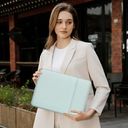 MOSISO Laptop Case 15 inch, 15 inch Laptop Sleeve Compatible with MacBook Air 15 M4 A3241 M3 A3114 M2 A2941 2025 2024 2023,Dell XPS 15,Polyester Vertical Computer Sleeve Bag with Pocket, Mint Green