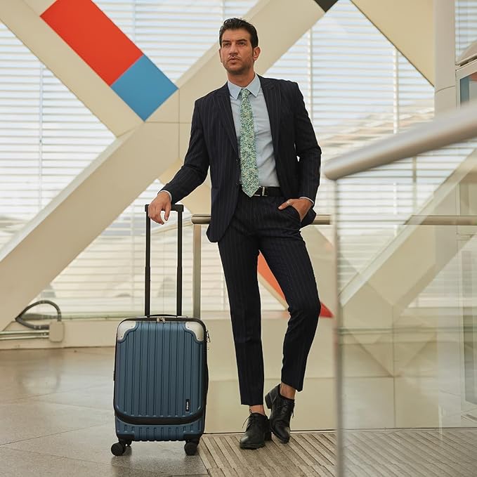 LEVEL8 Grace Carry on Luggage 22x14x9 Airline Approved, 20 Inch Hard Shell Suitcases with Spinner Wheels, Abs+Pc Hard Case Luggages with Tsa Lock for Airplane, Blue