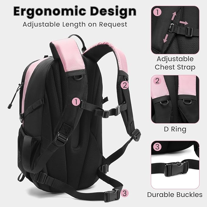 20L Lightweight Hiking Daypack, Small Hiking Backpack for Women(Pink)
