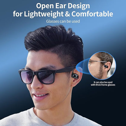 Kinglucky Open-Ear Headphones Bluetooth Earbuds with Ear Hooks Over Ear Buds with Microphone, Clear Calls,Ergonomic Earhook, Enc Noise Cancelling, IPX6 Waterproof for Sports/Running/Cycling