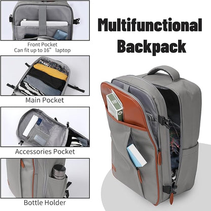 5-Piece Lightweight Luggage with Backpack Sets, ABS+PC Hard Shell Suitcase with TSA Lock & YKK Zipper (Grey, 20in/24in/28in/BP/TB)