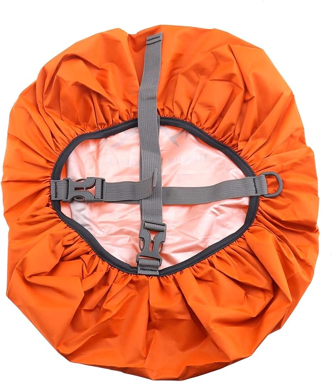 SING F LTD Safe Backpack Rain Cover 35L Reflective Cross Buckle Straps Waterproof Bag Cover with Storage Bag Outdoor Camping Travel Rainproof Orange
