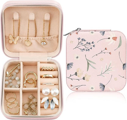 MAYCARI Jewelry Box with Cute Flowers Dandelion Pattern Design, PU Leather Jewelry Travel Organizer Case-Rings/Earrings/Necklace Storage Box for Women Birthday Mom Friends Her Bridesmaids Girls s