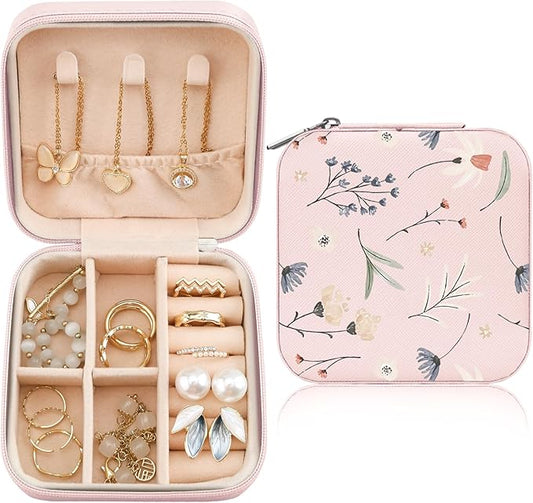 MAYCARI Jewelry Box with Cute Flowers Dandelion Pattern Design, PU Leather Jewelry Travel Organizer Case-Rings/Earrings/Necklace Storage Box for Women Birthday Mom Friends Her Bridesmaids Girls s